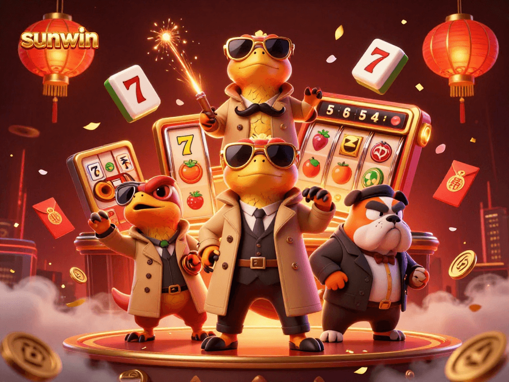Engage with the sunwin experience through 3D raptors in a trench coat at a VIP casino lounge.