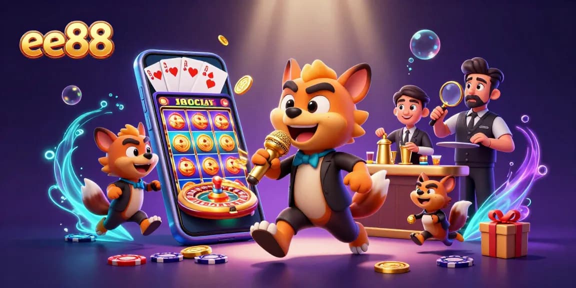 Experience the excitement at ee88 casino with hyenas running a vibrant comedy club in a dazzling 3D scene.