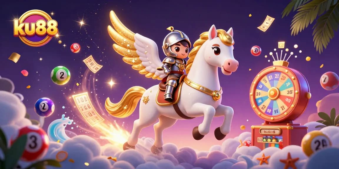 Experience the excitement of ku88 with colorful lottery elements and a celestial theme.