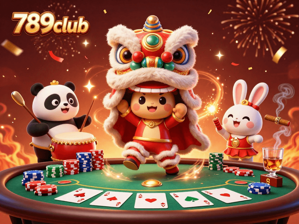 Experience exciting gameplay at 789club with vibrant casino elements and festive characters.