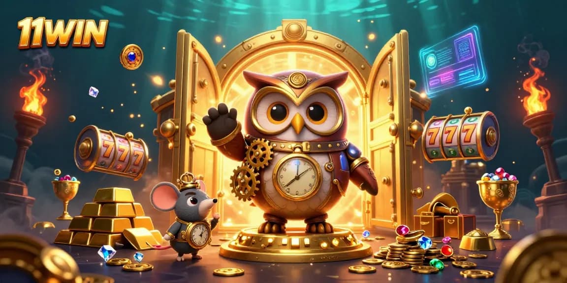 Experience the thrill of winning at 11WIN with our captivating steampunk casino scene.