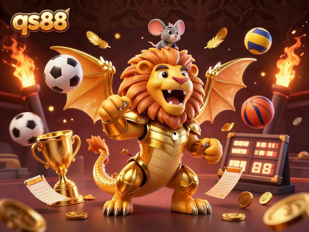 qs88 offers an exciting casino experience with golden chimera and sports elements in action.