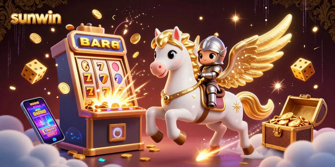 Engage with sunwin's vibrant casino scene featuring a white horse, jackpots, and fun gaming elements.