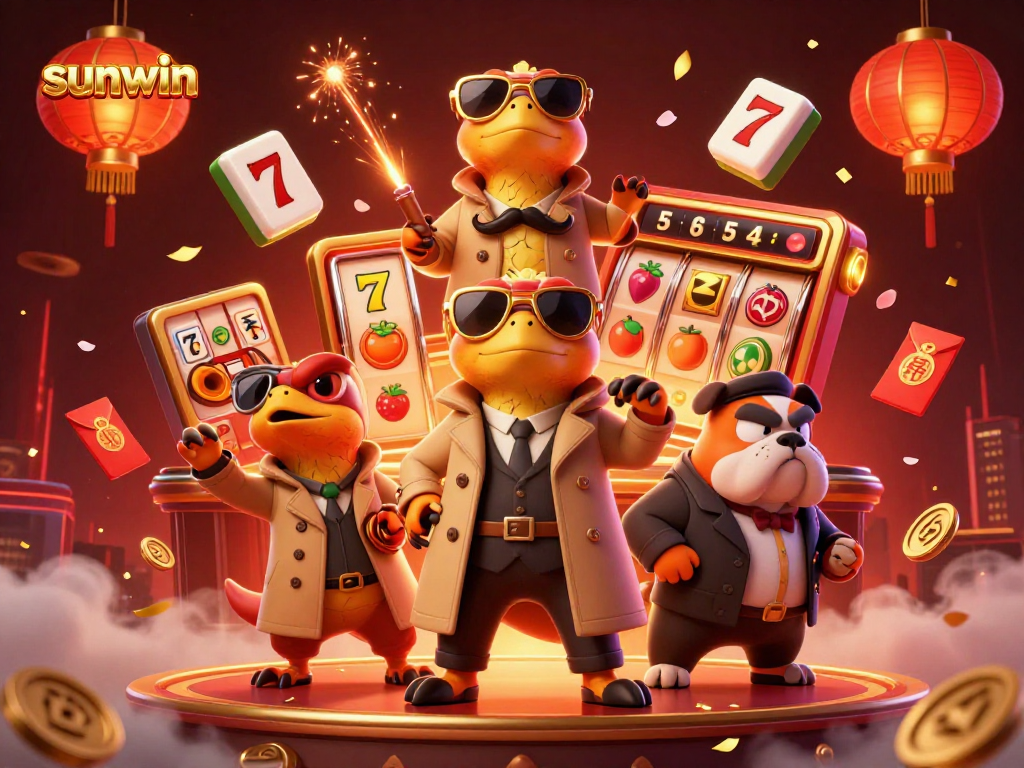 Engage with the sunwin experience through 3D raptors in a trench coat at a VIP casino lounge.