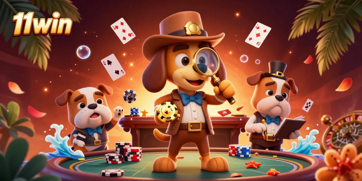 Engage in the excitement of 11win's casino world with cartoon detectives discovering hidden treasures.