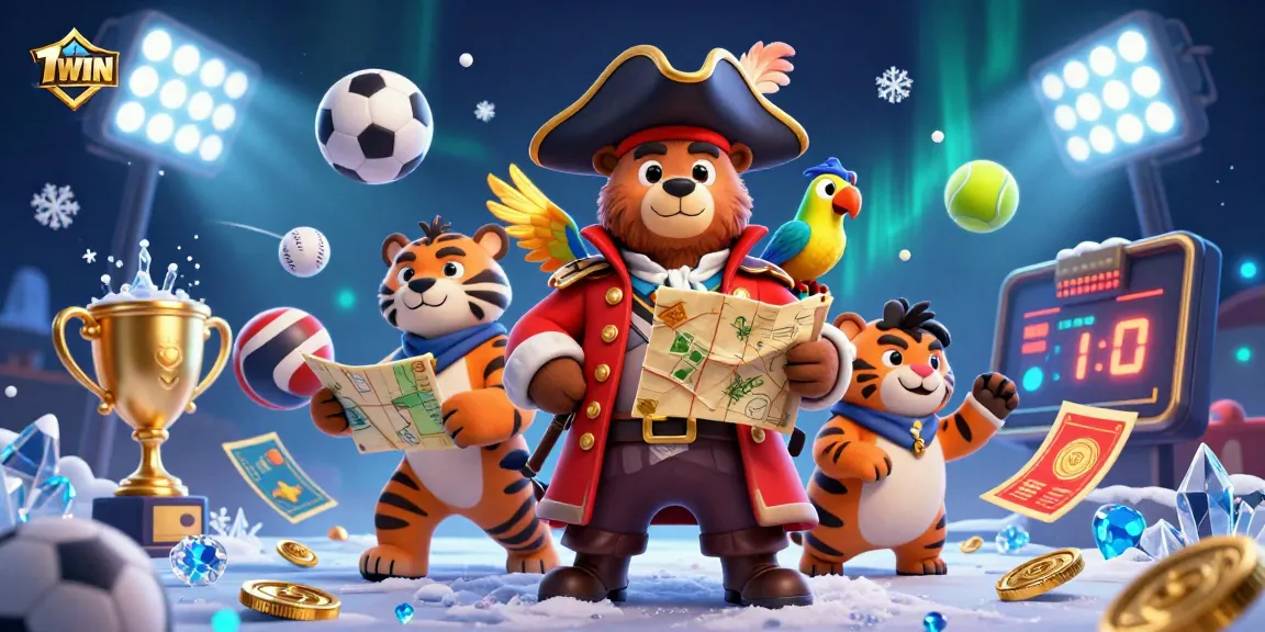 Experience thrilling sports action with 11WIN featuring a pirate captain bear, a fierce tiger, and gold elements.