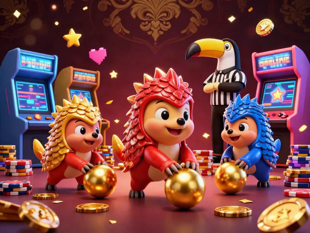 Experience thrilling games at Net88 with a lively illustration of pangolins in a vibrant casino setting.