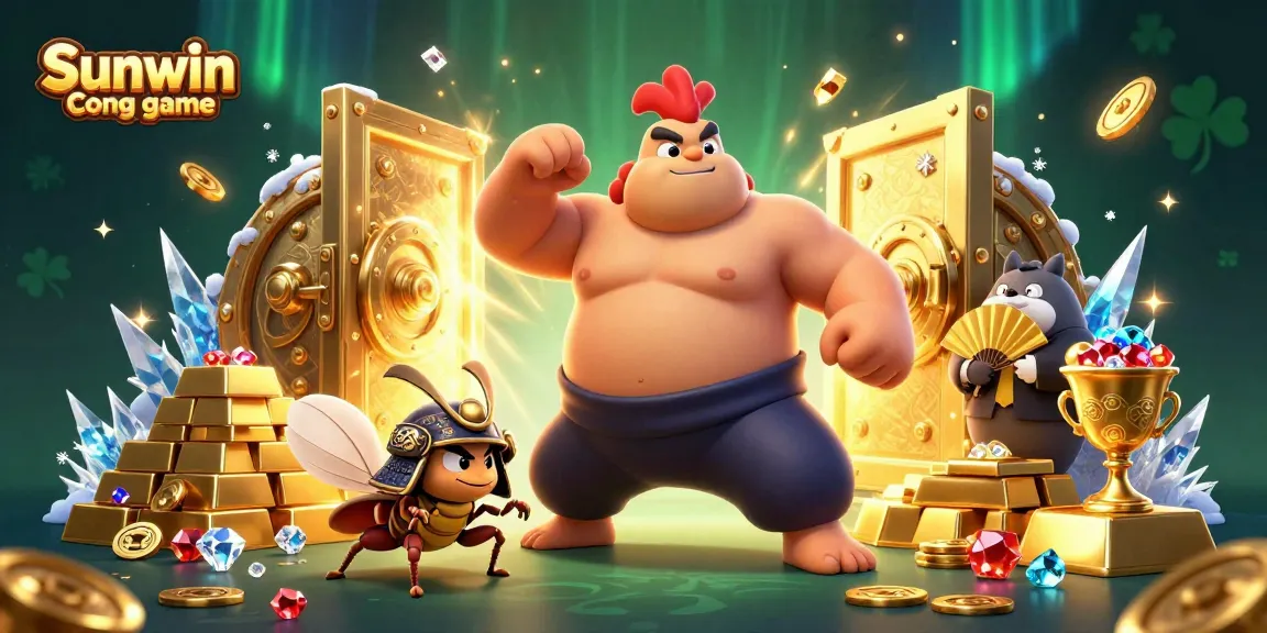 Engage in the thrilling Sunwin Cong game with dynamic characters amid gold treasure and dazzling gems.