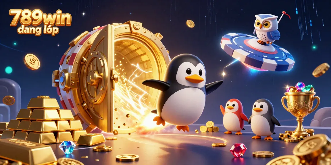 Experience the thrilling 789win đăng nhập journey in a vibrant casino cosmos with gold coins and treasures.