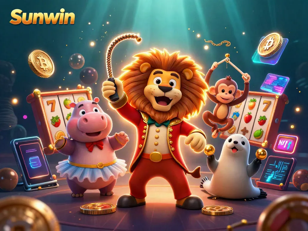 Join the excitement at Sunwin with vibrant characters and dynamic game elements in this enchanting casino scene.