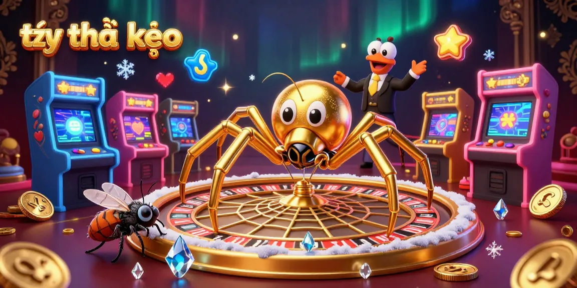 Spin bets with tỷ lệ kèo in a lively casino scene featuring a golden spider and centipede croupier.