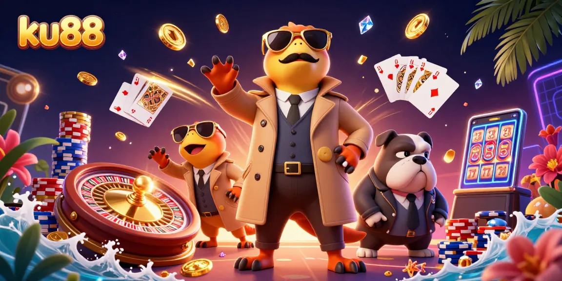 ku88 raptors sneak into a casino, capturing vibrant gambling action and lively elements