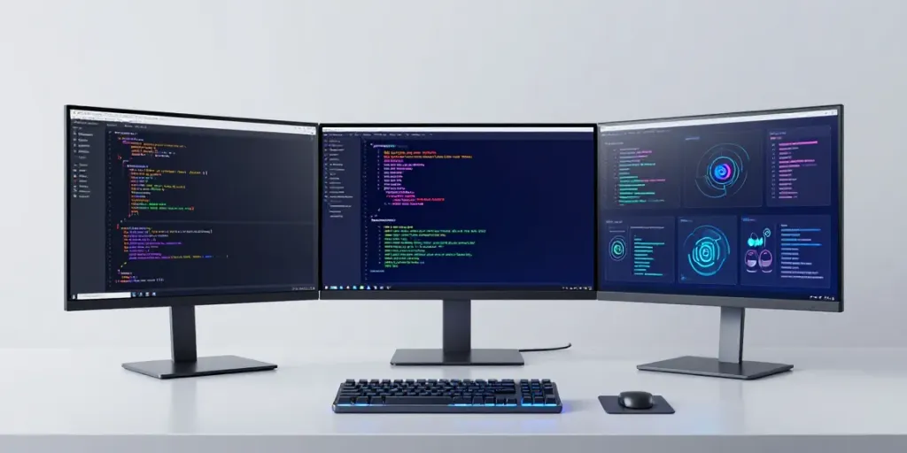 Cheap .co.uk domains showcased in a modern developer workspace with technology elements.