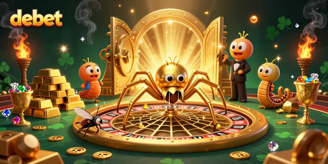 Place bets with the debet fly at a thrilling roulette wheel home to a golden spider and centipede croupier.