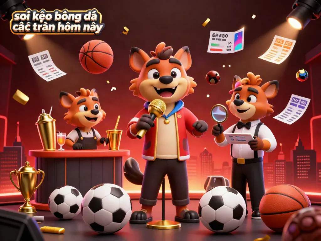 Soi kèo bóng đá các trận hôm nay featuring comedic hyenas in a vibrant sports betting atmosphere.