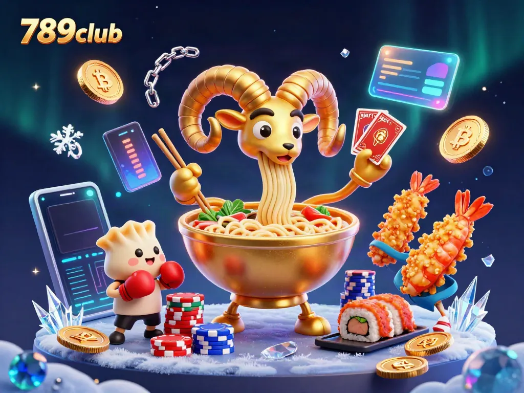 Join the fun at 789club with vibrant 3D elements featuring gaming characters and cryptocurrency icons.