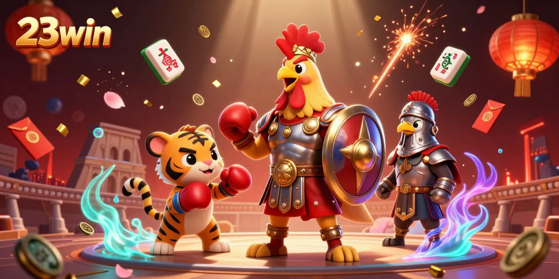 Experience the thrills of 23win with engaging characters and dynamic casino elements in a vibrant arena.