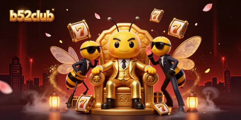 B52club offers exciting gameplay with vibrant slots and engaging characters in a dynamic casino scene.