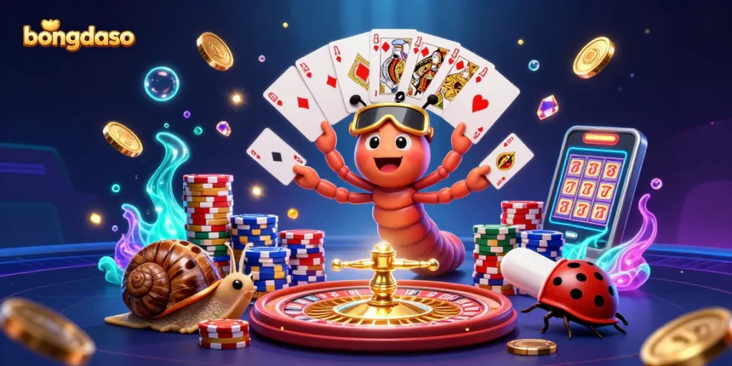 Engage in thrilling gameplay at bongdaso with a dynamic casino scene featuring vibrant characters and exciting game elements.