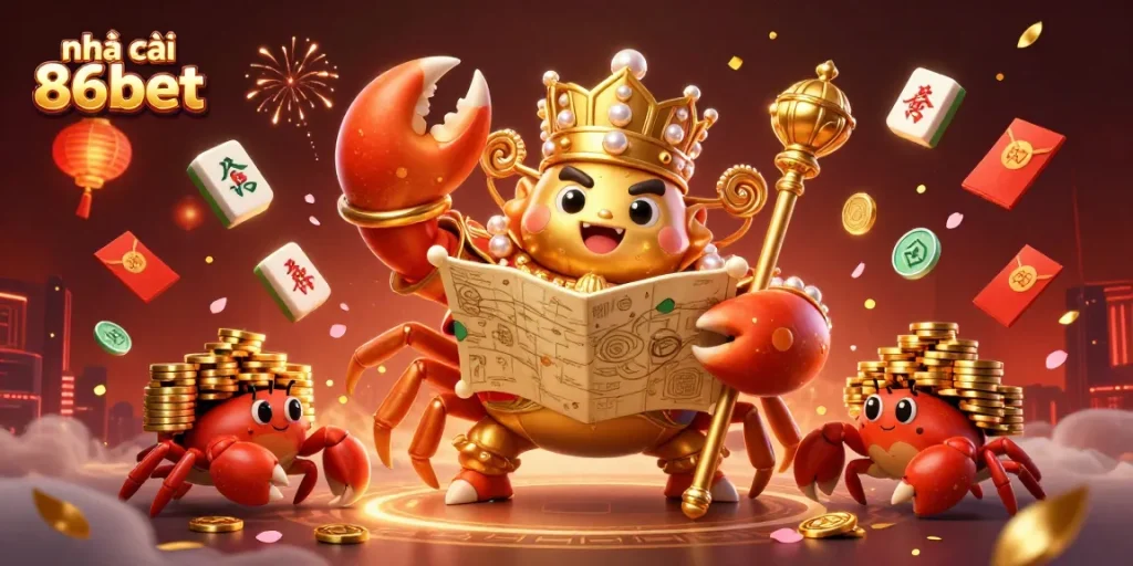 Experience winning strategies at nhà cái 86bet with an engaging 3D casino scene full of vibrant decorations.