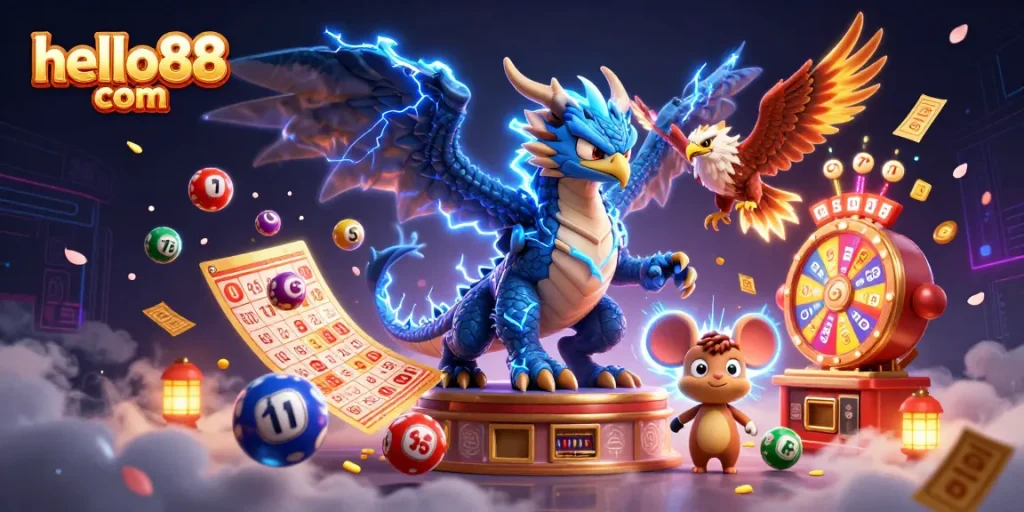 Engage with hello88 com's thrilling environment, where vibrant lottery balls and dynamic gaming elements ignite excitement.