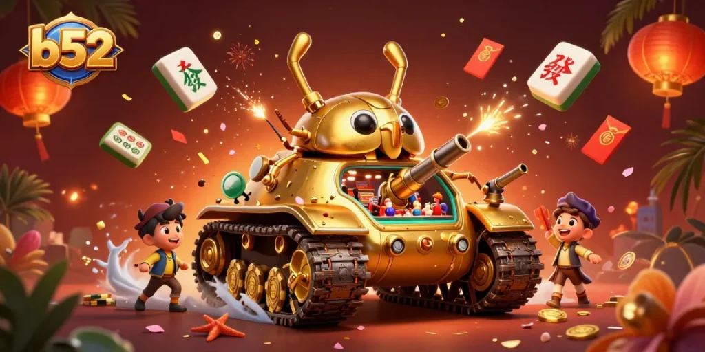 Engage with vibrant b52 casino action featuring a golden beetle tank bursting with game excitement