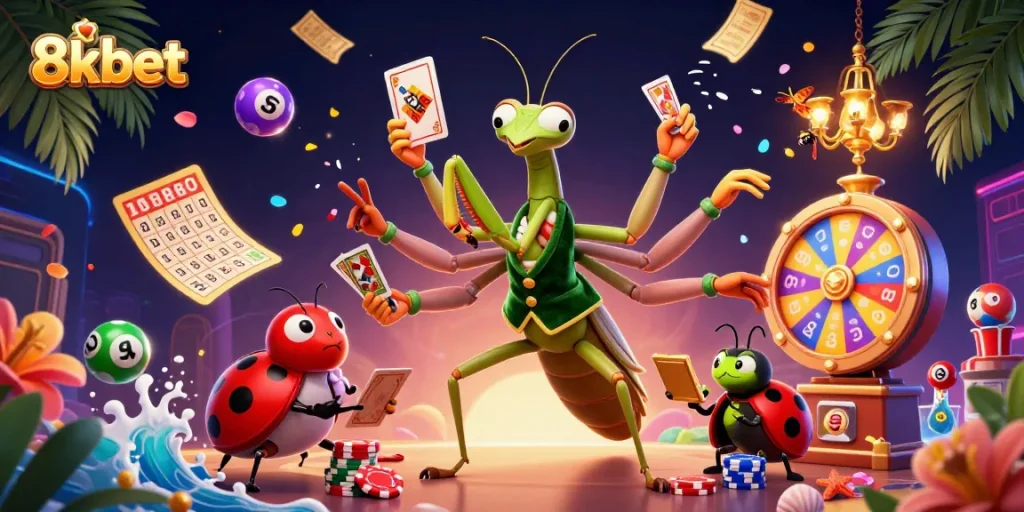 Engage with 8xbet's thrilling world of gaming featuring vibrant animations and dynamic casino elements.